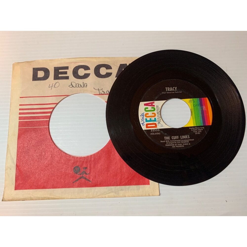 Decca 45 RPM Vinyl Record The Cuff Links "Tracy" & "Where Do You Go?" 1969